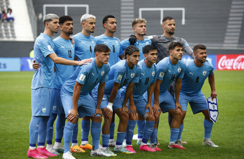 May 24, 2023 Israel players pose for a team group photo before the match (photo credit: AGUSTIN MARCARIAN/REUTERS)