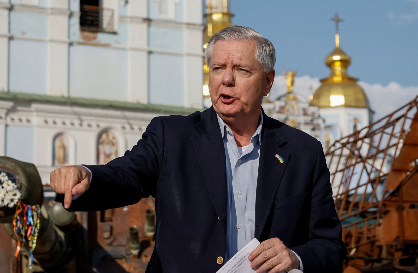 US Senator Lindsey Graham speaks during an interview with media, as Russia's attack on Ukraine continues, in Kyiv, Ukraine May 26, 2023.  (photo credit: REUTERS/Alina Smutko)