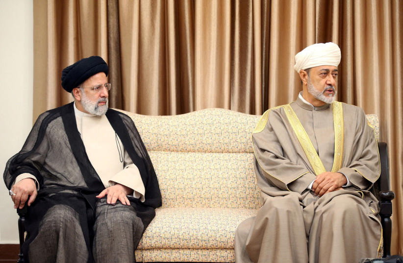  Oman's Sultan Haitham bin Tariq meets with Iran's Supreme Leader Ayatollah Ali Khamenei (not pictured) in Tehran, Iran May 29, 2023. (photo credit: Office of the Iranian Supreme Leader/WANA/Handout via Reuters)