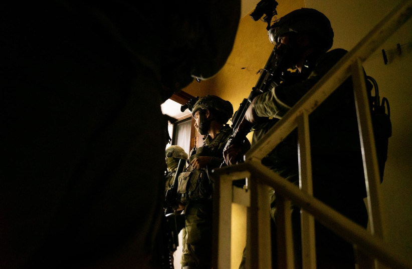 Israeli forces are seen during an overnight raid of the West Bank on May 30, 2023 (photo credit: IDF SPOKESPERSON'S UNIT)