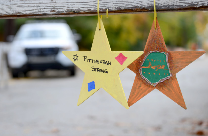 A "Pittsburgh Strong" ornament is hung a block away from the the shooting scene at the Tree of Life synagogue, in Pittsburgh, Pennsylvania, U.S., November 3, 2018. (photo credit: REUTERS/ALAN FREED)