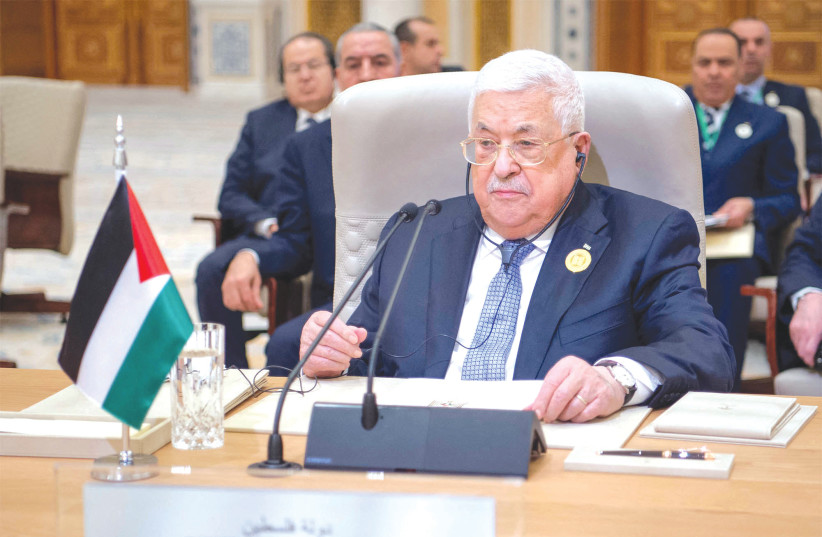  PALESTINIAN AUTHORITY PRESIDENT Mahmoud Abbas attends a China-Arab summit in Riyadh last year. You have to criticize Palestinian leaders for fomenting terrorism, demonizing Israel, and rejecting any peace attempts, says the writer. (photo credit: SAUDI PRESS AGENCY/REUTERS)