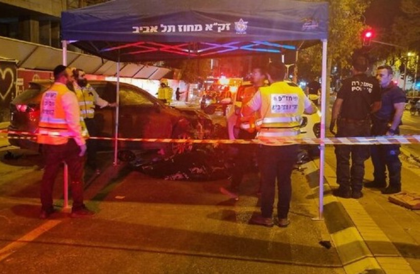  The scene of a fatal motorcycle accident in Holon (photo credit: MDA SPOKESPERSON)