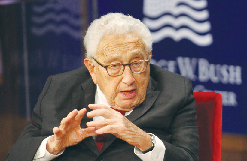  FORMER US secretary of state Dr. Henry Kissinger speaks at the George W. Bush Presidential Center’s 2019 Forum on Leadership, in Dallas. (photo credit: JAIME R. CARRERO/REUTERS)