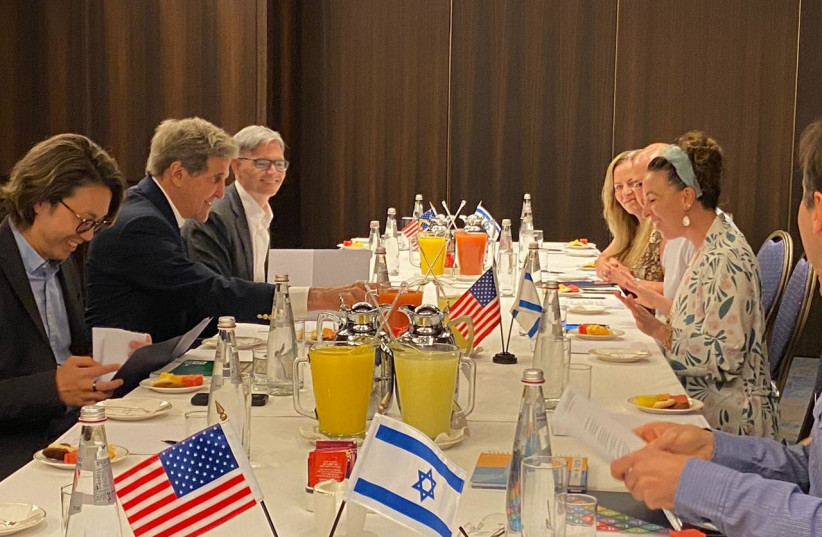  Meeting on June 2, 2023 between US Special Presidential Envoy for Climate John Kerry and Environmental Protection Minister Idit Silman (photo credit: Environmental Protection Ministry)