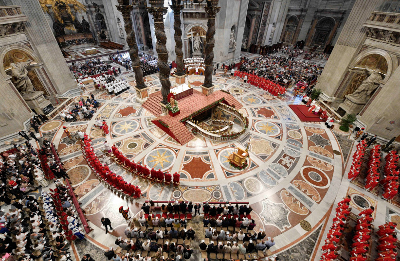 Pope Francis leads the Pentecost Mass at St. Peter's Basilica at the Vatican May 28, 2023. (photo credit: Vatican Media/­Handout via REUTERS)