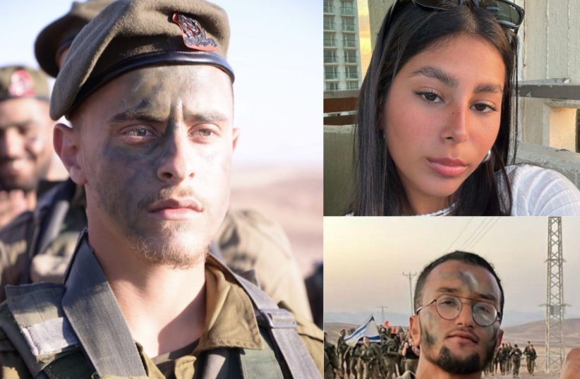  Clockwise from top right corner: Sgt. Lia Ben Nun, St.-Sgt. Uri Itzhak Ilouz and St.-Sgt. Ohad Dahan. (photo credit: IDF SPOKESPERSON'S UNIT)