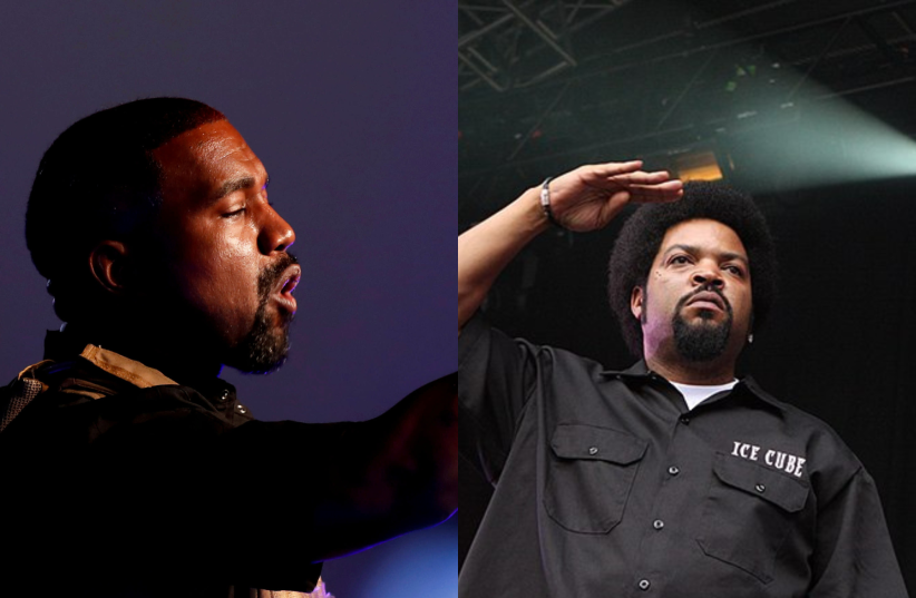  (L-R) Kanye West and Ice Cube (photo credit: RANDALL HILL/REUTERS, VIA WIKIMEDIA COMMONS)