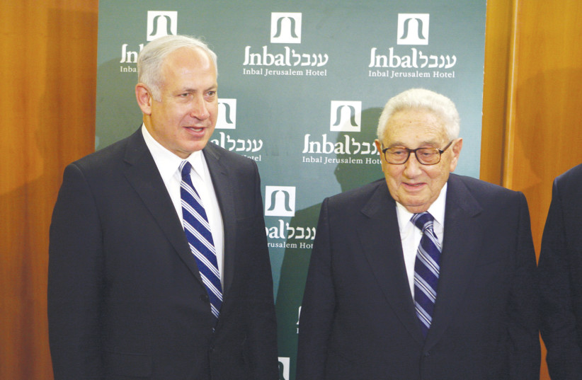  BENJAMIN NETANYAHU meets with Henry Kissinger in Jerusalem, in 2008.  (photo credit: FLASH90)