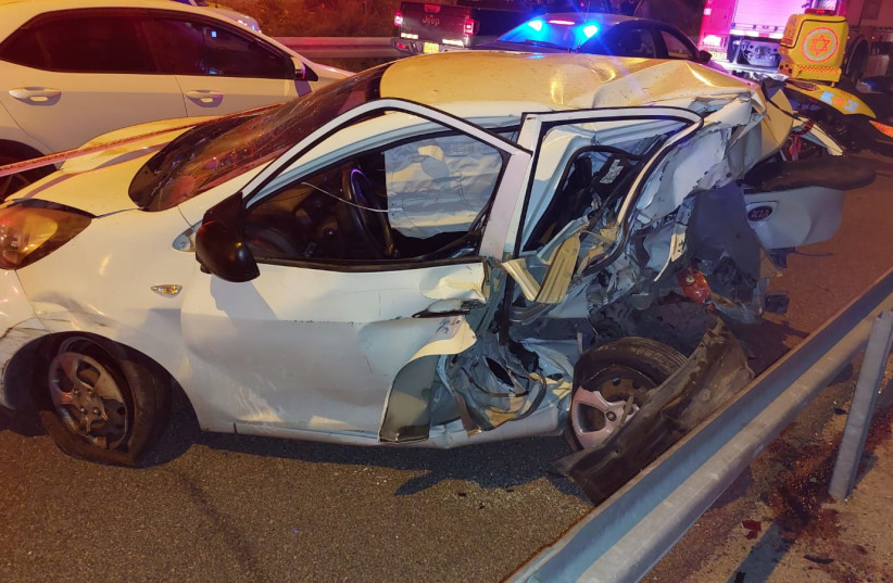  One killed, several injured in three-way crash on Israel's Highway 1 June 10, 2023. (photo credit: JERUSALEM DISTRICT MILITARY OPERATIONS)