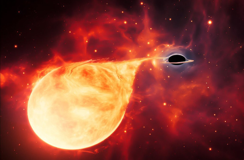  This artist’s impression depicts a star being torn apart by an intermediate-mass black hole (IMBH), surrounded by an accretion disc. (photo credit: Wikimedia Commons)