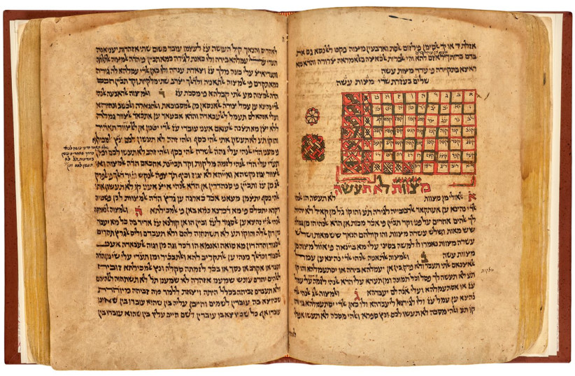 Sefer ha-Mitsvot (Book of the Commandments), Yemen, 1492. From the Hartman Collection. (photo credit: ARDON BAR-HAMA)