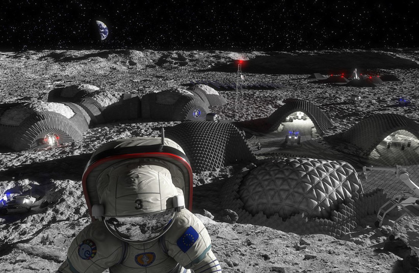 An artistic illustration of an outpost on the Moon fit for human habitation. (photo credit: Wikimedia Commons)