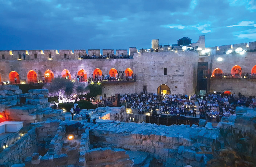  The Tower of David Museum in Jerusalem is seen on its opening night, on June 1, 2023. (photo credit: ILSE STRAUSS)