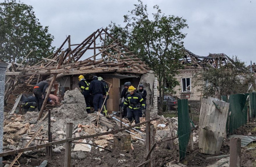  Rescuers work at the site of residential houses heavily damaged by a Russian missile strike, amid Russia's attack on Ukraine, in Kramatorsk, Donetsk region, Ukraine June 14, 2023.  (photo credit: Press service of the Ukrainian State Emergency Service/Handout via REUTERS)