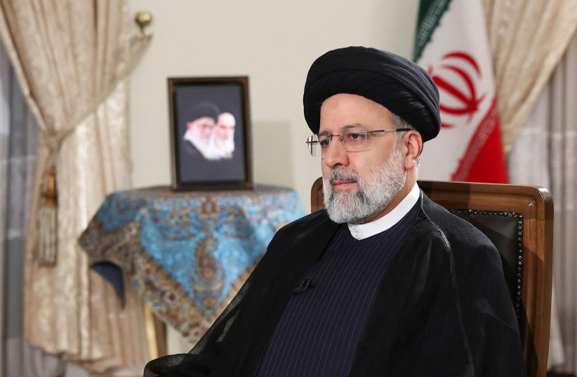  Iranian President Ebrahim Raisi looks on during a TV interview, in Tehran, Iran June 20, 2023. (photo credit: IRAN'S PRESIDENCY/WANA (WEST ASIA NEWS AGENCY)/HANDOUT VIA REUTERS)
