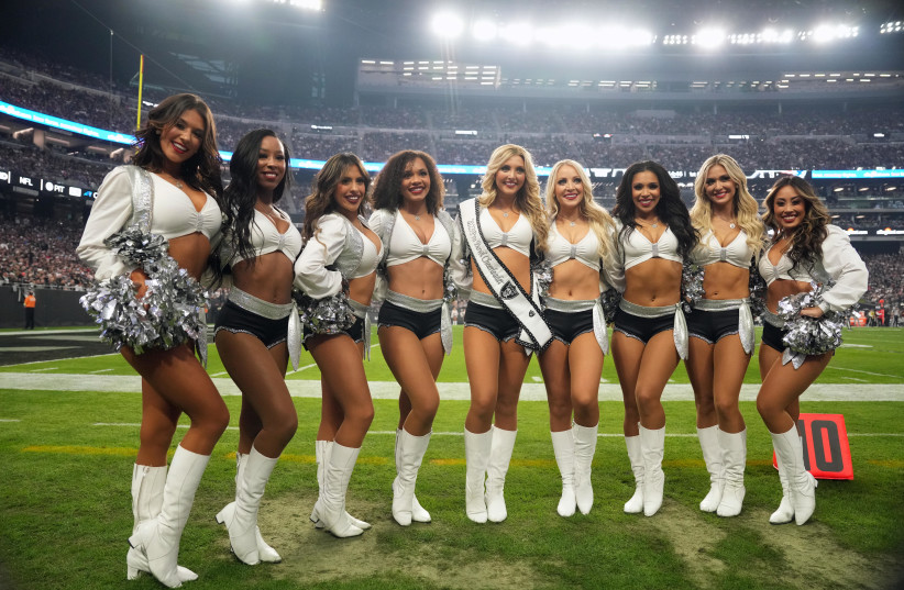 Paradise, Nevada, USA; Las Vegas Raiders raiderette cheerleaders pose during the game against the New England Patriots at Allegiant Stadium. (photo credit: Mandatory Credit: Kirby Lee-USA TODAY Sports)