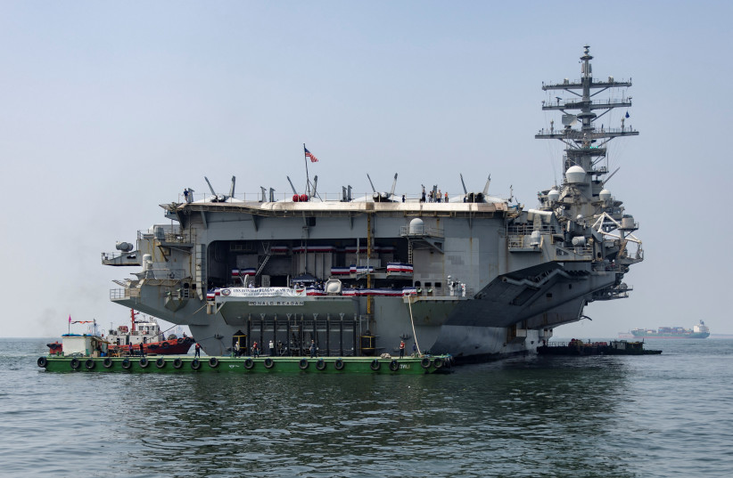  A view of the USS Ronald Reagan (CVN 76), an aircraft carrier, during a goodwill visit in Manila, Philippines, October 14, 2022. (photo credit: REUTERS/ELOISA LOPEZ)