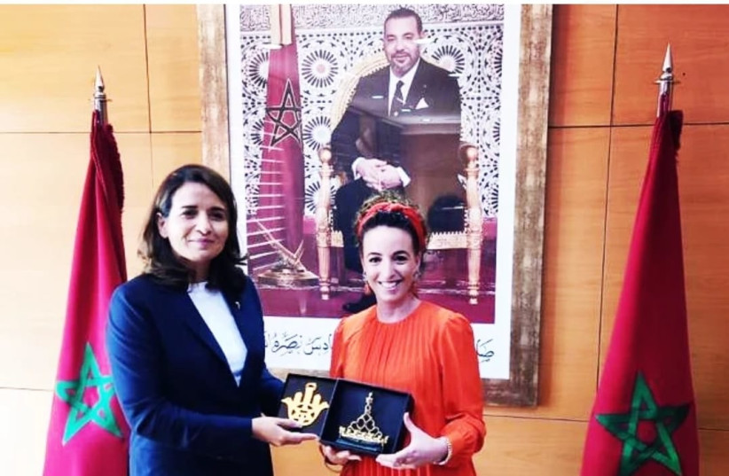 Environmental Protection Minister Idit Silman with her counterpart, Minister of Energy Transition and Sustainable Development of Morocco, Leila Benali, in Rabat, Morocco. (photo credit: COURTESY ENVIRONMENTAL PROTECTION MINISTRY)