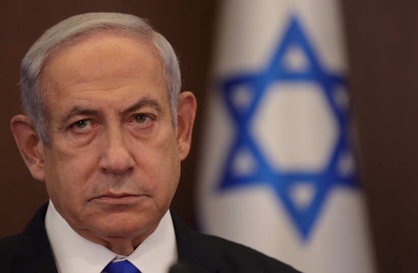  Israeli Prime Minister Benjamin Netanyahu attends the weekly cabinet meeting at the prime minister's office in Jerusalem, 25 June 2023. (photo credit: ABIR SULTAN/POOL/VIA REUTERS)