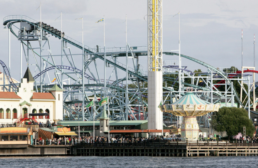  People visit Grona Lund amusement park in Stockholm, Sweden, September 5, 2009. A fatal accident took place on the park's roller coaster Jetline on June 25, 2023, according to local media. (photo credit: Fredrik Persson/TT News Agency/via REUTERS)
