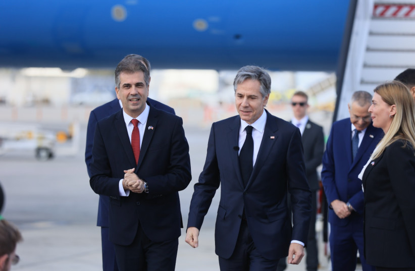  Foreign Minister Eli Cohen seen with American Secretary of State Antony Blinken during the latter's visit to Israel in Ferbuary 2023 (photo credit: FOREIGN MINISTRY)