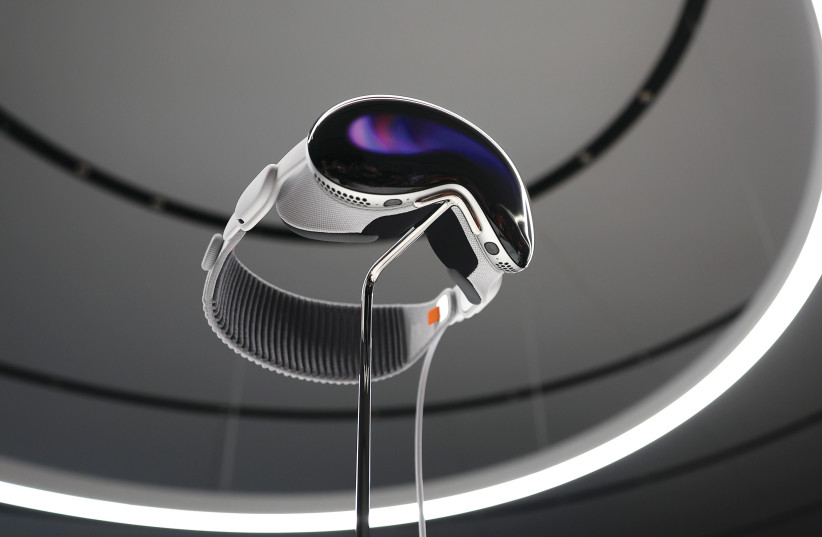  THE NEW Apple Vision Pro headset is displayed during the Apple Worldwide Developers Conference, on June 5 in California. (photo credit: JUSTIN SULLIVAN/GETTY IMAGES)