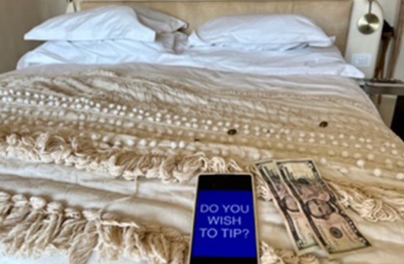  TIPPING IN a hotel guest room. (photo credit: MOTTI VERSES)