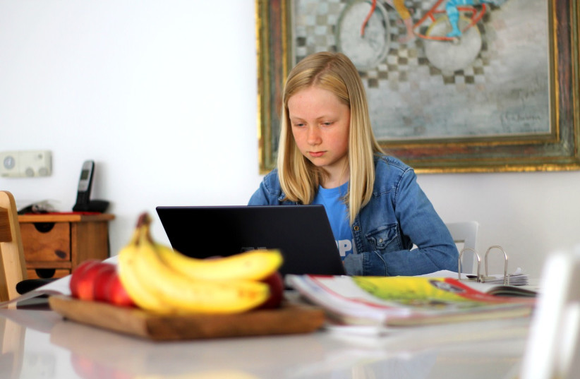  A girl learning on her computer (illustrative). (photo credit: PIXABAY)
