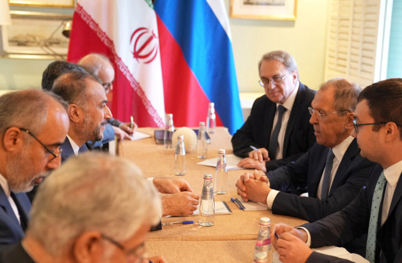  Iranian Foreign Minister Hossein Amir-Abdollahian meets with Russia's Foreign Minister Sergei Lavrov in Cape Town, South Africa, June 2, 2023. (photo credit: IRAN'S FOREIGN MINISTRY/WANA (WEST ASIA NEWS AGENCY)/HANDOUT VIA REUTERS)