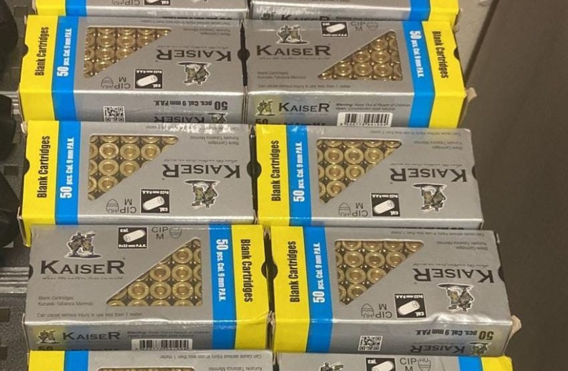  Blank ammunition seized by police at Ben-Gurion Airport. (photo credit: ISRAEL POLICE)
