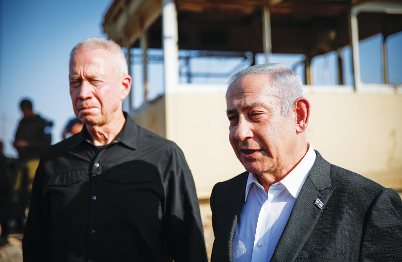  PRIME MINISTER Benjamin Netanyahu and Defense Minister Yoav Gallant visit an army base near Jenin, last week. (photo credit: SHIR TOREM/FLASH90)