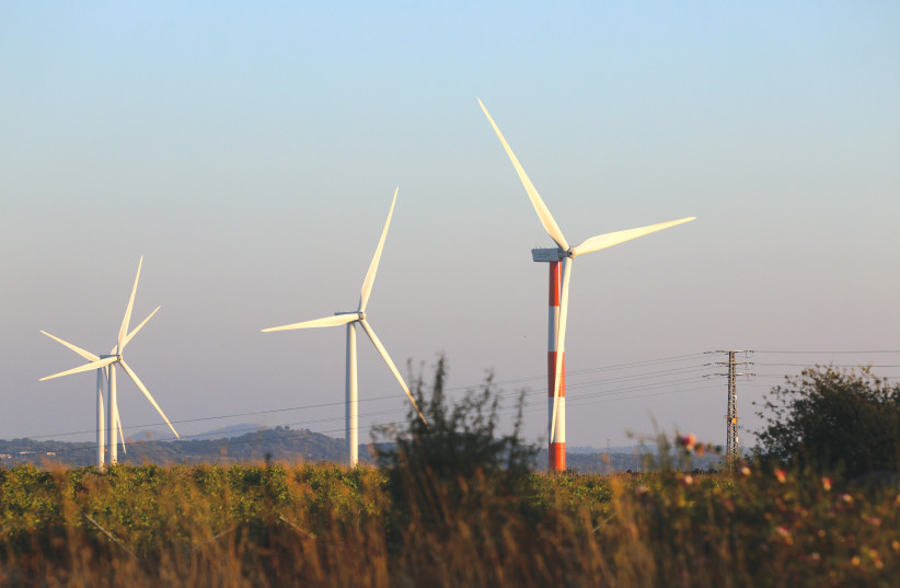  A STATION OF wind turbines in the Golan Heights. (photo credit: David Cohen/Flash90)