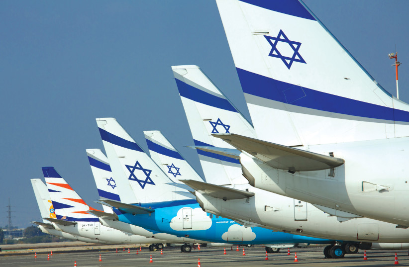  EL AL PLANES at Ben-Gurion Airport. The major airline alliances have rejected the Israeli flag carrier’s admission several times. (photo credit: MOSHE SHAI/FLASH90)
