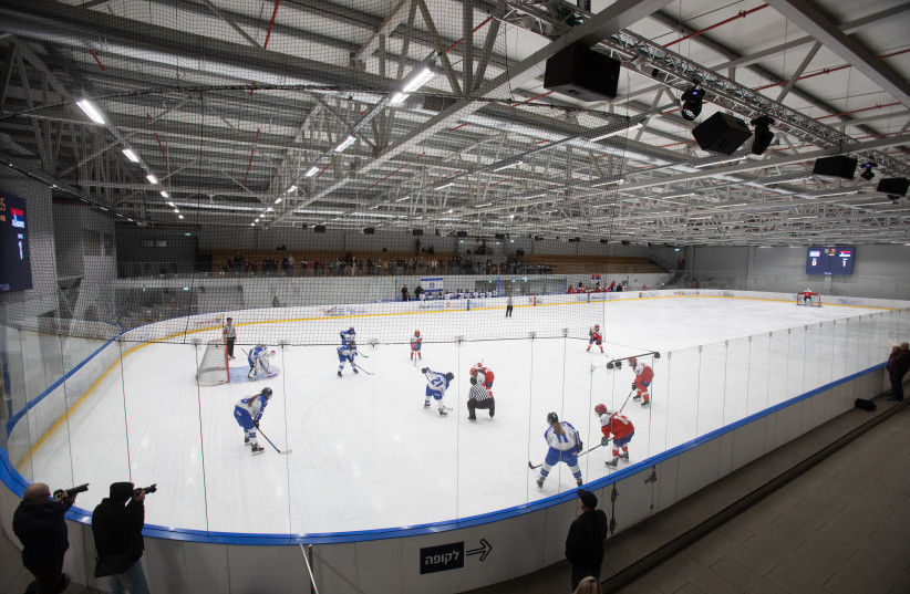  A RECENT picture of the Israel Women’s National Team playing at the OneIce Arena in Tnuvot, just outside Netanya. (photo credit: Nimrod Gluckman/OneIce Group)