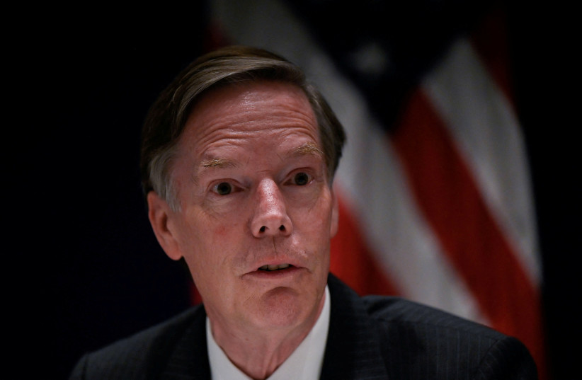  US Ambassador to China Nicholas Burns attends a climate round table at the US embassy in Beijing on July 8, 2023.  (photo credit: Pedro Pardo/Pool via REUTERS/File Photo)