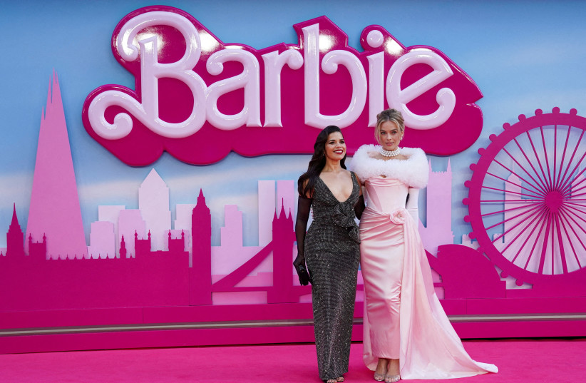  America Ferrera and Margot Robbie attend the European premiere of "Barbie" in London, Britain July 12, 2023. (photo credit: REUTERS/Maja Smiejkowska/File Photo)