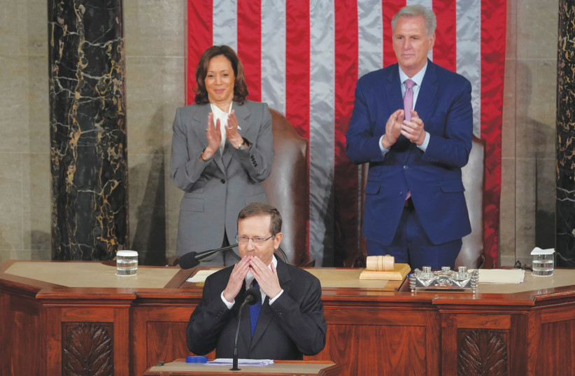  PRESIDENT ISAAC Herzog garnered 26 standing ovations during his address to Congress last week, along with near-universal praise from pundits in America, Israel, and around the world, says the writer (photo credit: KEVIN LAMARQUE/REUTERS)