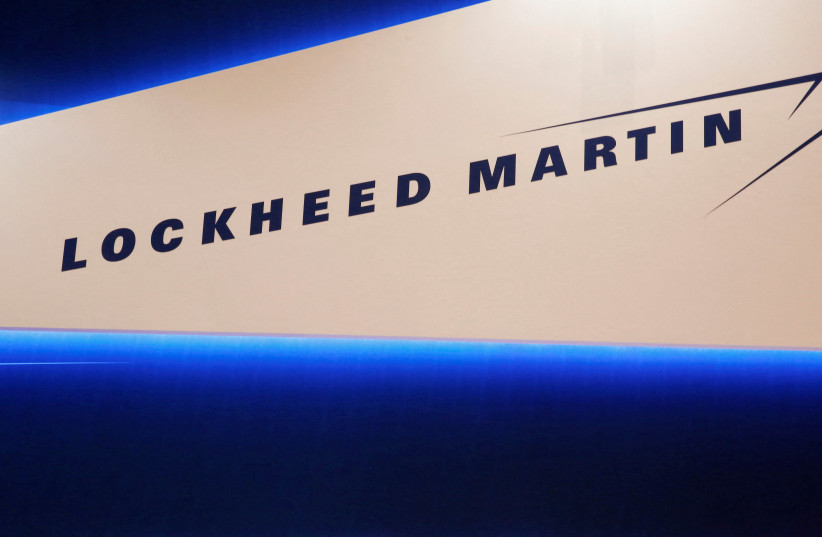 Lockheed Martin's logo is seen during Japan Aerospace 2016 air show in Tokyo, Japan, October 12, 2016. (photo credit: REUTERS/KIM KYUNG-HOON)