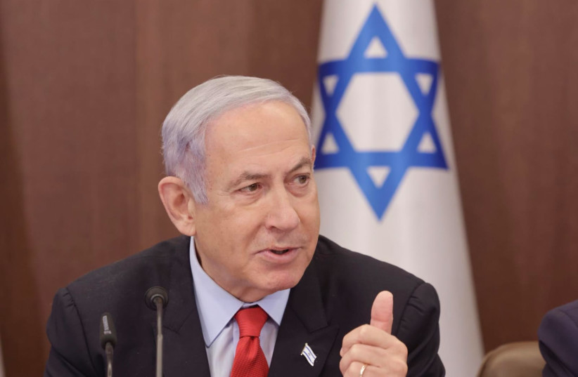  Prime Minister Benjamin Netanyahu at Sunday's cabinet meeting, July 30, 2023. (photo credit: Marc Israel Sellem/Jerusalem Post)