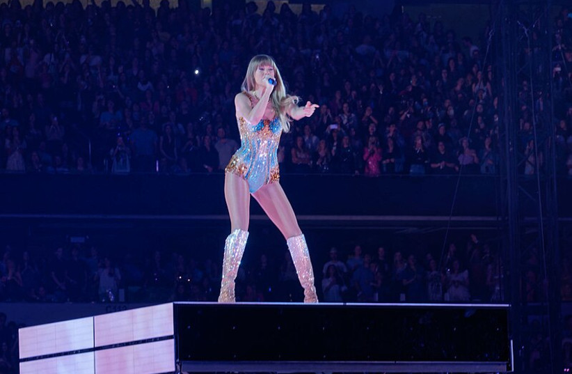  American singer-songwriter Taylor Swift on the Eras Tour in Arlington, Texas, April 2, 2023. (photo credit: Wikimedia Commons)