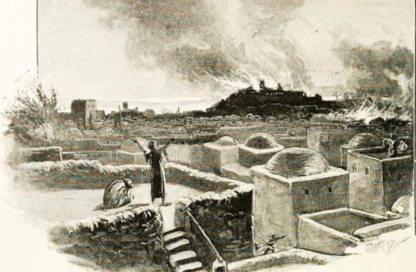 Representational image of fire raging during the Babylonian destruction of Jerusalem.  (photo credit: PUBLIC DOMAIN)