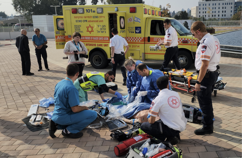 The ECMO ambulance enables doctors from Shamir Medical Center and paramedics from Magen David Adom to bypass a cardiac arrest patient’s heart and lungs, providing the medical team with more time to resuscitate them by providing the patient’s organs with crucial oxygen. (photo credit: AMERICAN FRIENDS OF MAGEN DAVID ADOM)