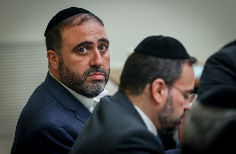  Minister of Interior and Minister of Health Moshe Arbel viewed at some stage in a Shas faction meeting, at the Knesset, the Israeli parliament in Jerusalem, on July 10, 2023. (photo credit: CHAIM GOLDBEG/FLASH90)