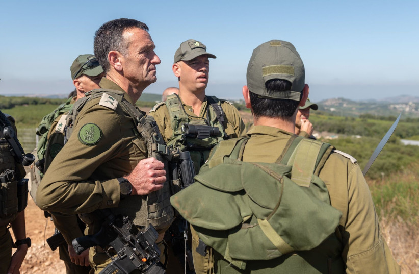  IDF Chief of Staff Herzi Halevi tours Israel's northern border with Lebanon on August 2, 2023 (photo credit: IDF SPOKESPERSON'S UNIT)