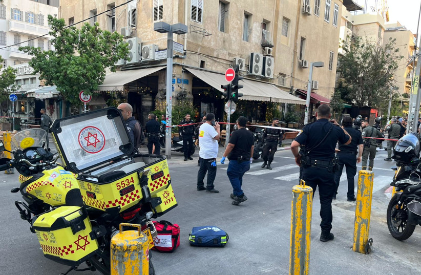 The scene of a terrorist shooting in Tel Aviv on Saturday, August 5, 2023. (photo credit: MAGEN DAVID ADOM)