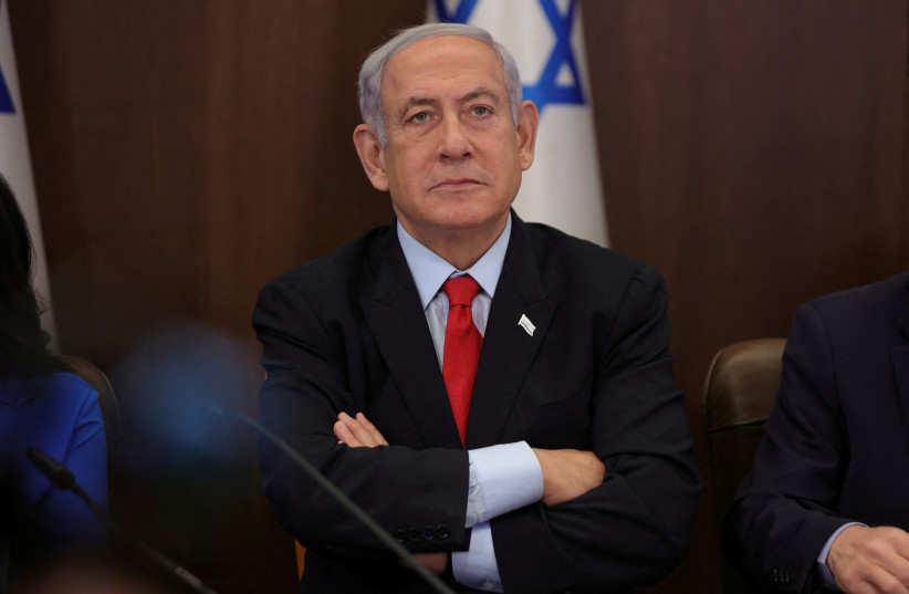  High Minister Benjamin Netanyahu attends the weekly cabinet meeting in the top minister's space of labor in Jerusalem, 30 July 2023. (picture credit rating: Abir Sultan/Pool by plot of REUTERS)
