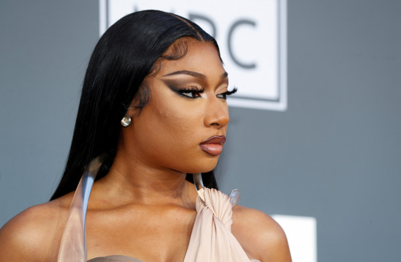  Megan Thee Stallion arrives to attend the 2022 Billboard Music Awards at MGM Grand Garden Arena in Las Vegas, Nevada, US May 15, 2022. (photo credit: REUTERS/STEVE MARCUS)