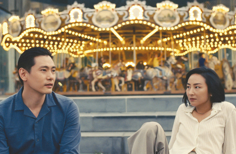  TEO YOO (left) as Jung Hae Sung, and Greta Lee as Nora in ‘Past Lives.’ (photo credit: Courtesy Lev Cinema)