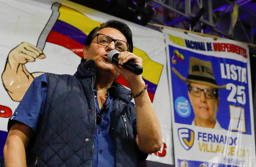  Ecuadorean presidential candidate Fernando Villavicencio speaks during a campaign rally in Quito, Ecuador August 9, 2023. (photo credit: REUTERS/Karen Toro)
